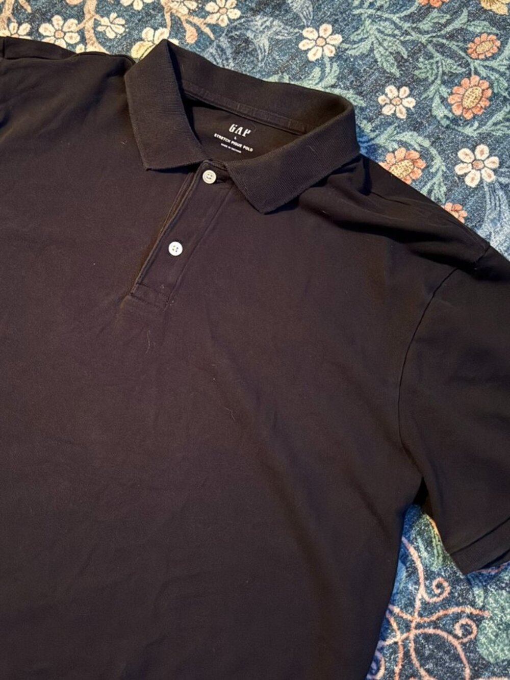 GAP - Men's L Stretch Pique Polo Shirt (True Black)